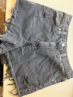 Levi's Black Distressed Frayed Hem Jean Shorts